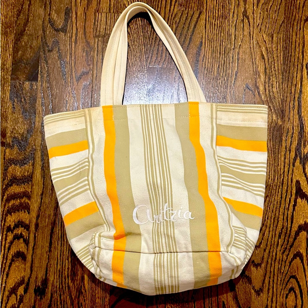 Aritzia Orange & Cream Striped Tote Bag